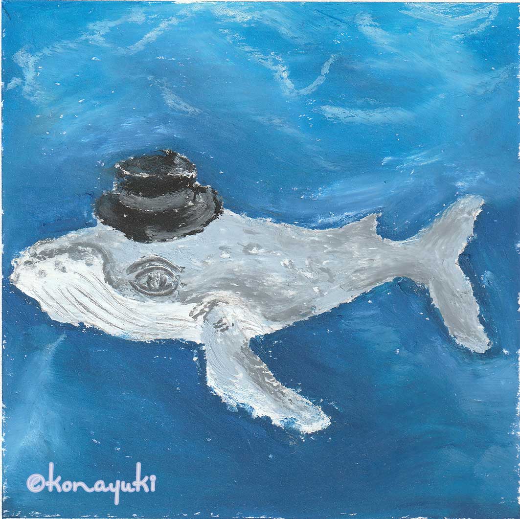 粉雪がオイルパステルで描いたクジラのアイコン